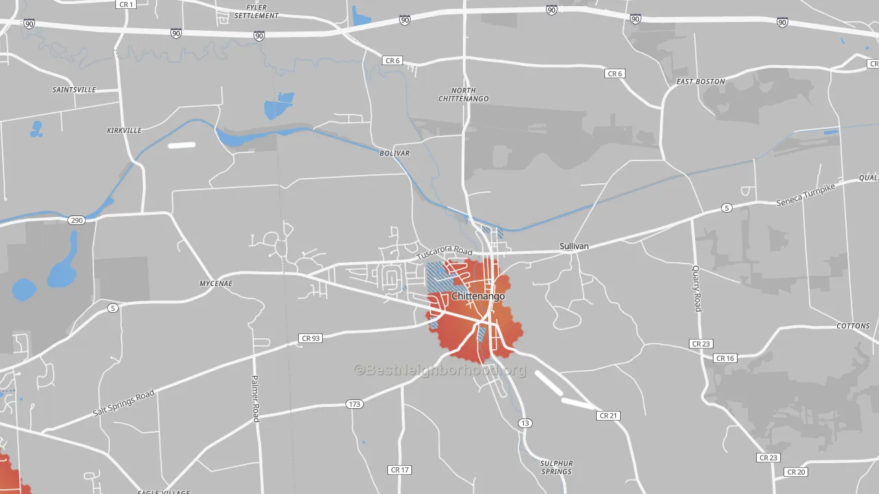 Transit Grade map of 13037, NY