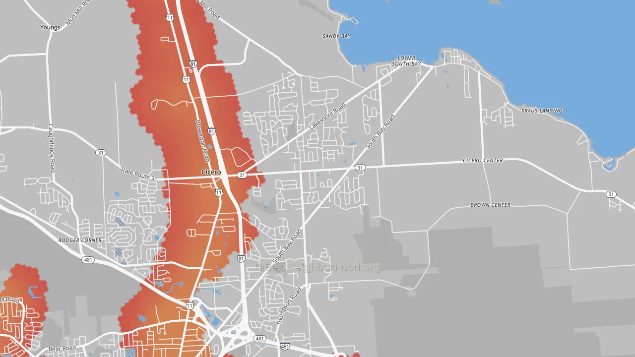 Transit Grade map of 13039, NY