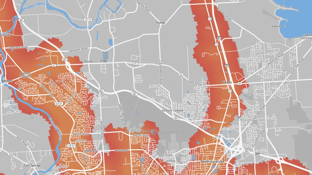 Transit Grade map of 13041, NY