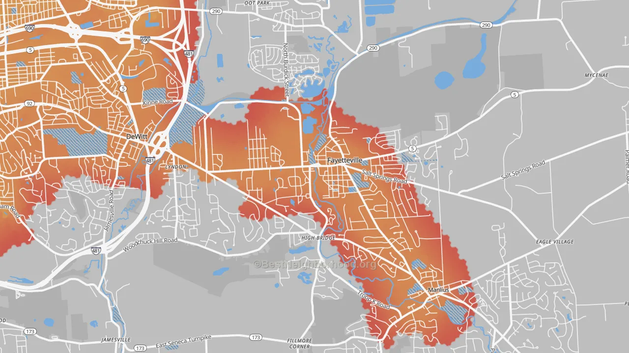 Transit Grade map of 13066, NY