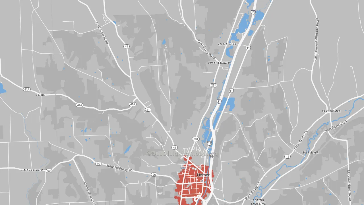 Transit Grade map of 13077, NY