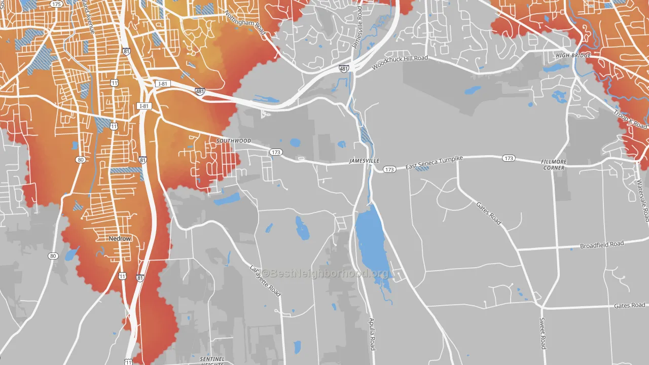 Transit Grade map of 13078, NY