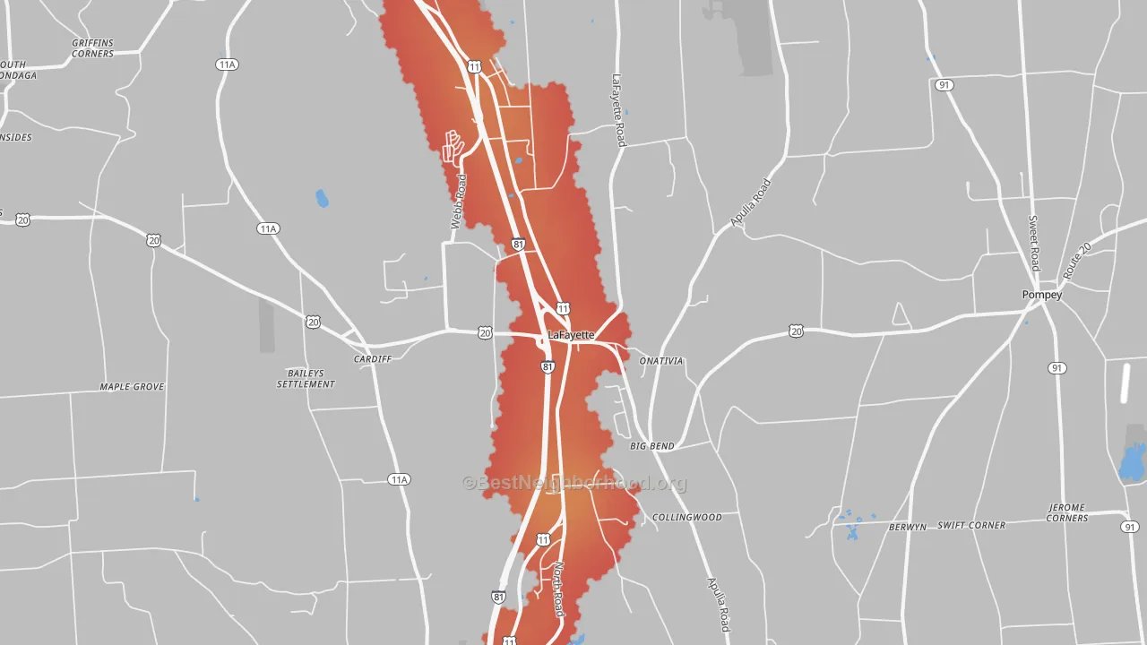 Transit Grade map of 13084, NY