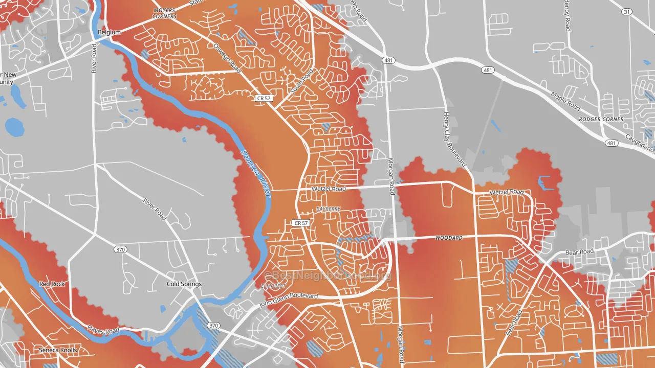 Transit Grade map of 13090, NY