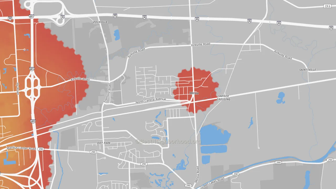 Transit Grade map of 13116, NY