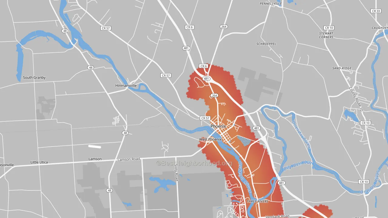Transit Grade map of 13135, NY