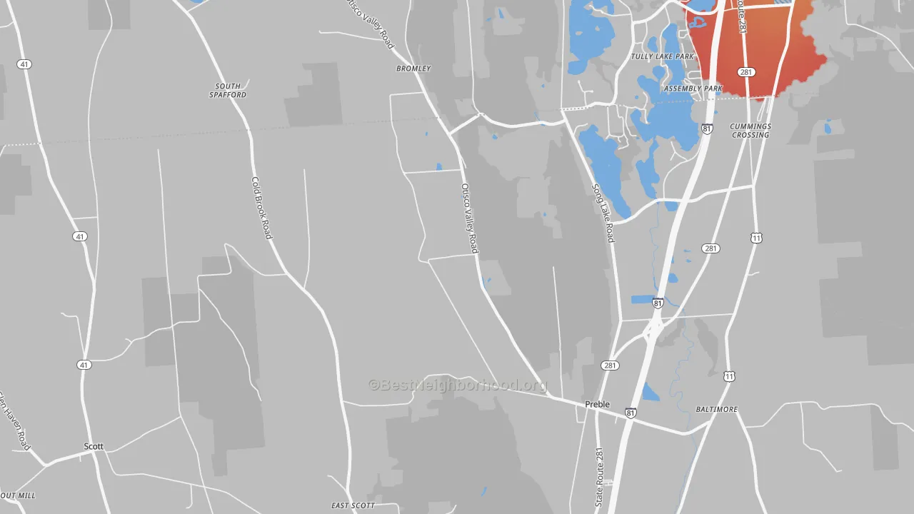 Transit Grade map of 13141, NY