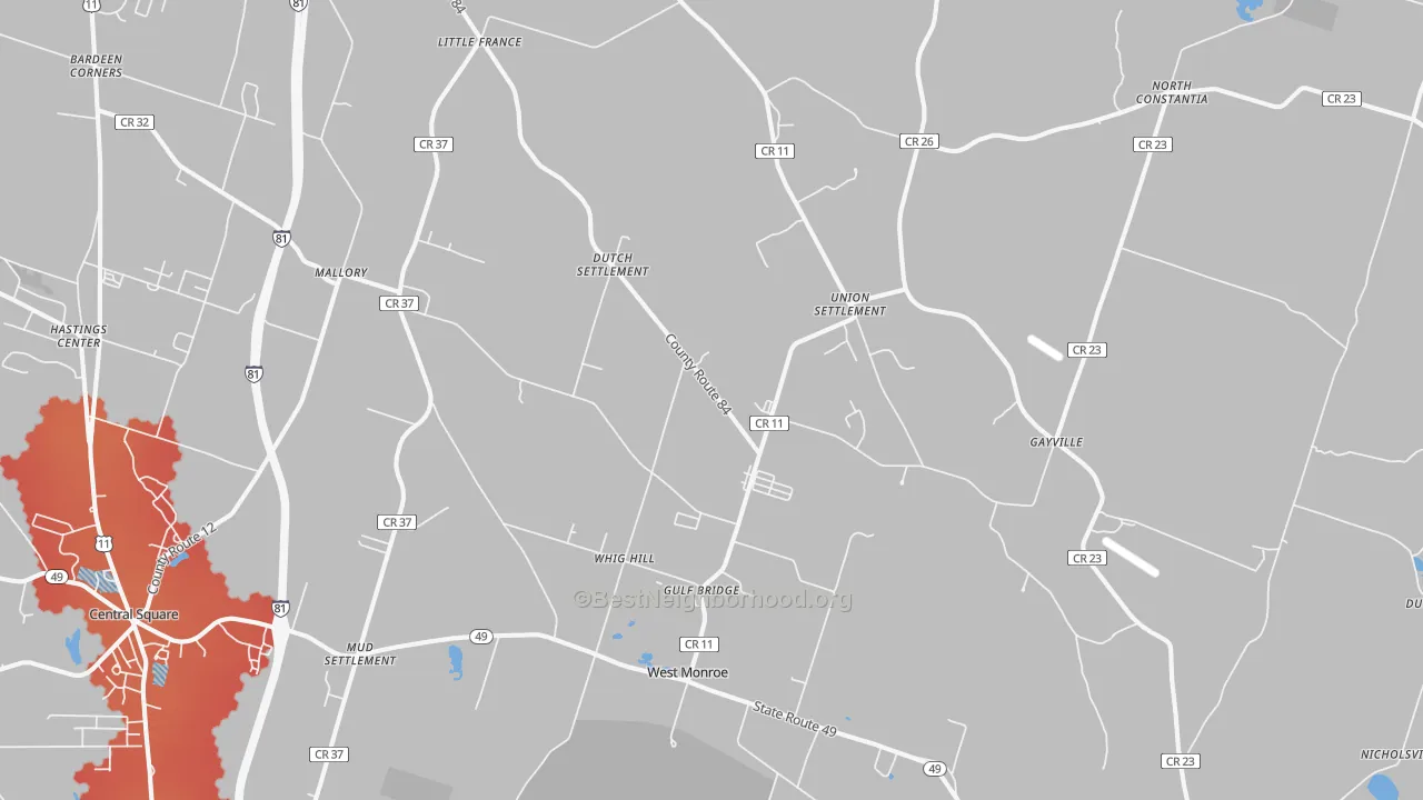Transit Grade map of 13167, NY