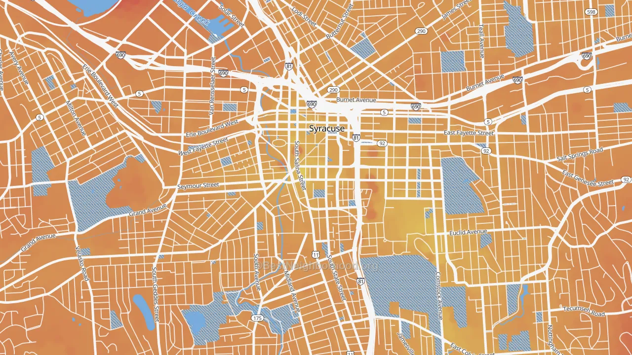 Transit Grade map of 13202, NY