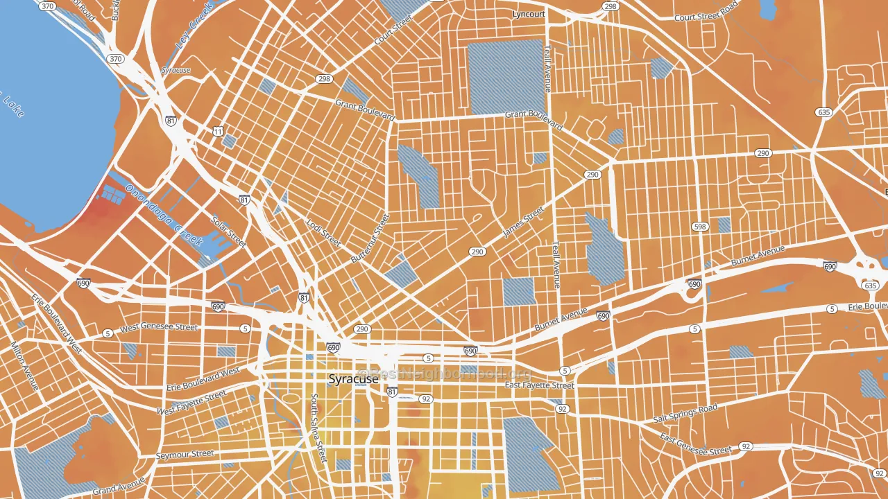 Transit Grade map of 13203, NY