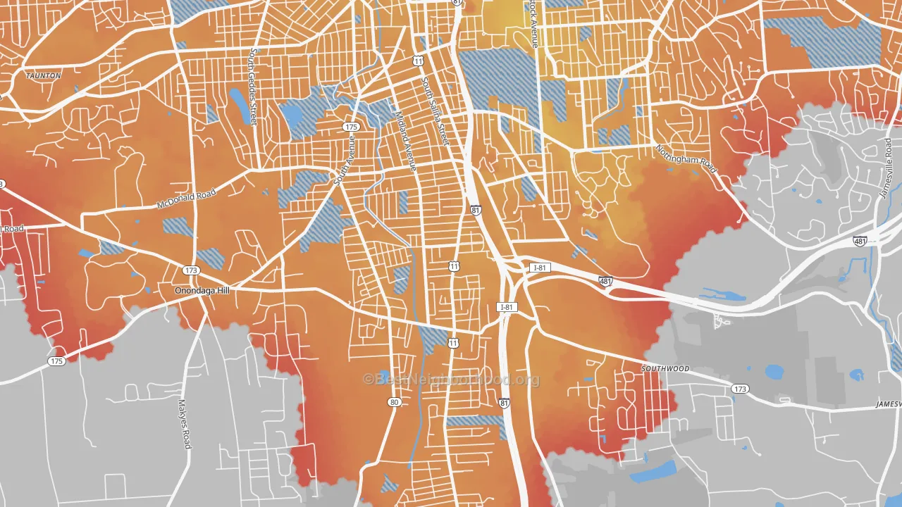 Transit Grade map of 13205, NY