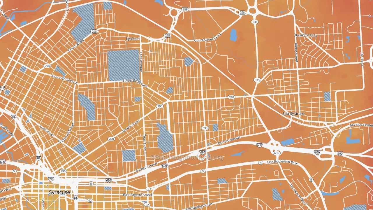 Transit Grade map of 13206, NY