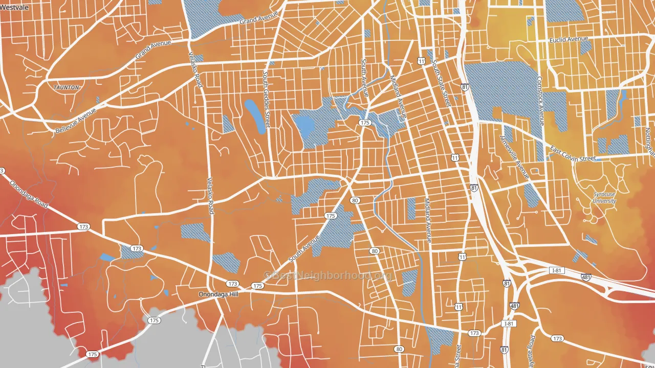 Transit Grade map of 13207, NY