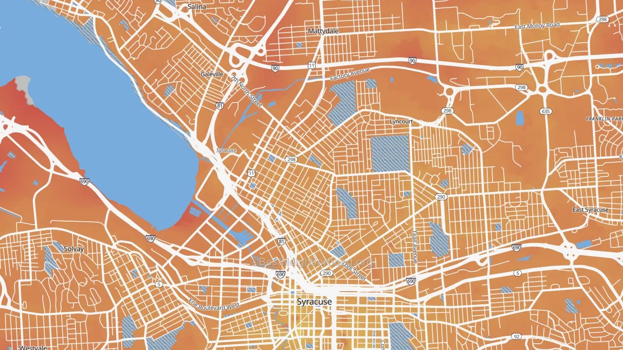 Transit Grade map of 13208, NY