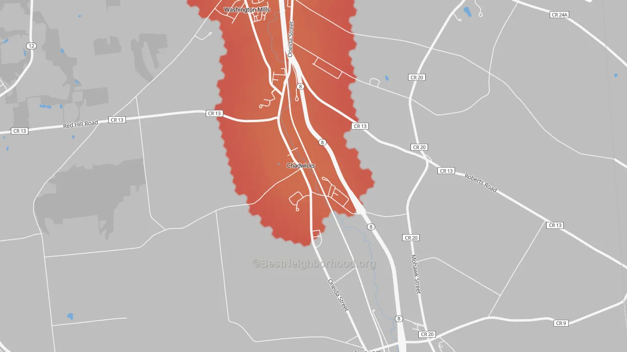 Transit Grade map of 13319, NY