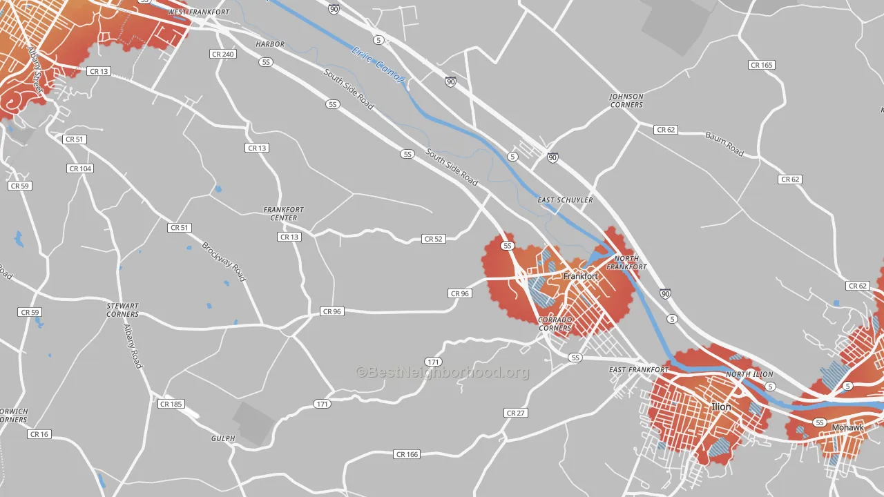 Transit Grade map of 13340, NY