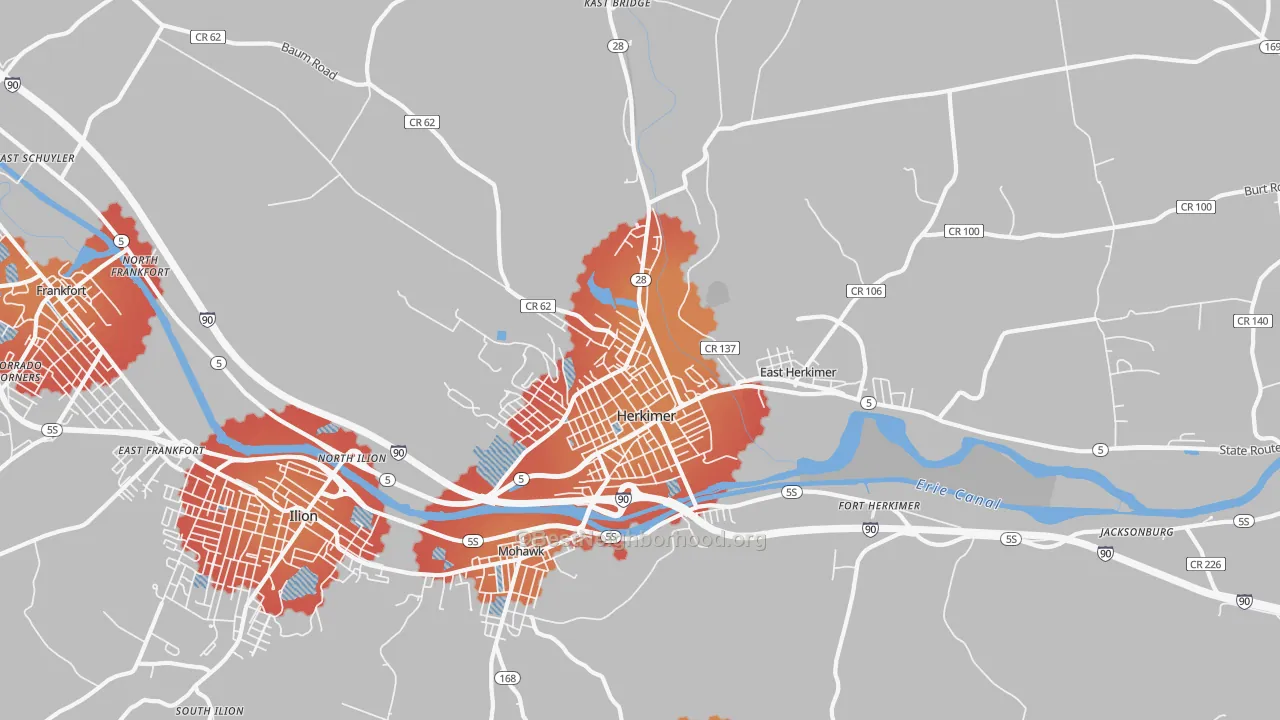 Transit Grade map of 13350, NY