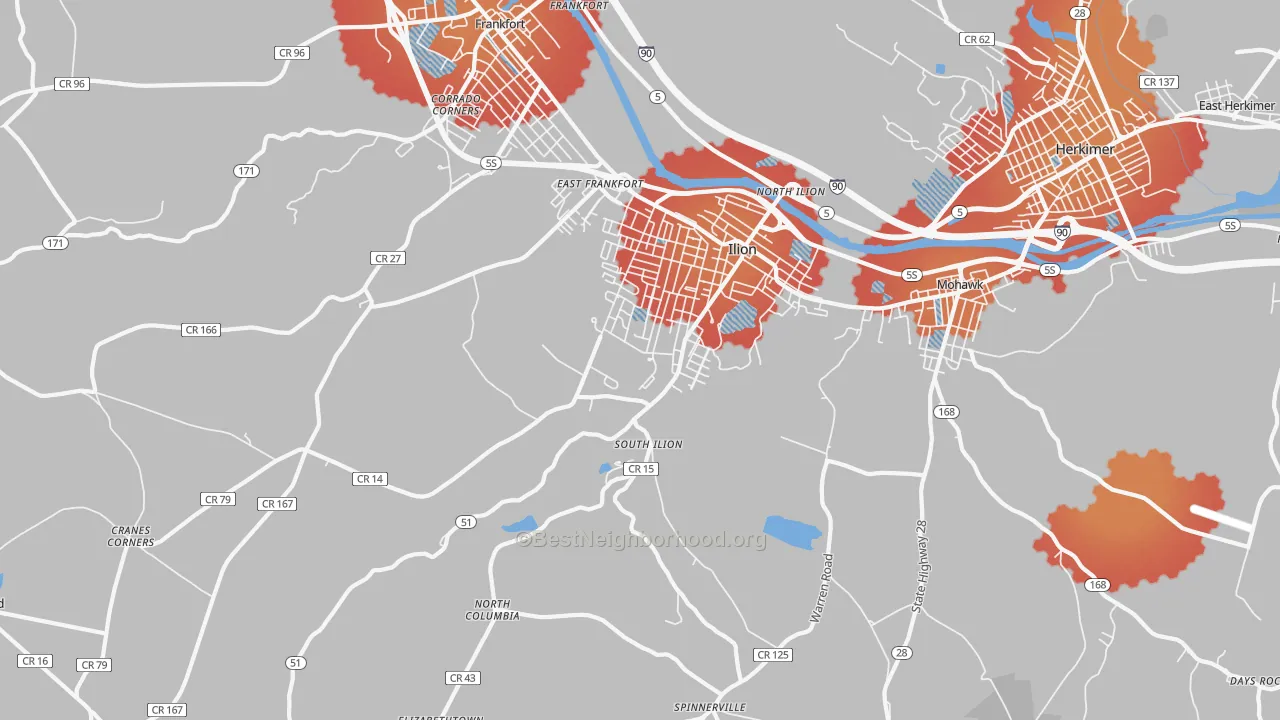 Transit Grade map of 13357, NY