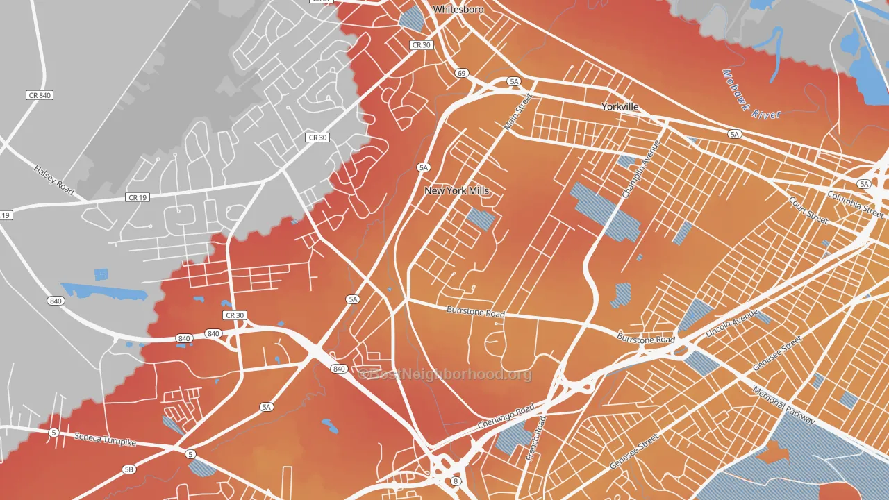 Transit Grade map of 13417, NY