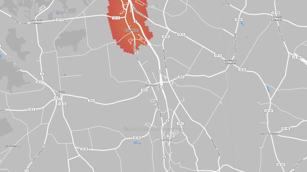 Transit Grade map of 13456, NY