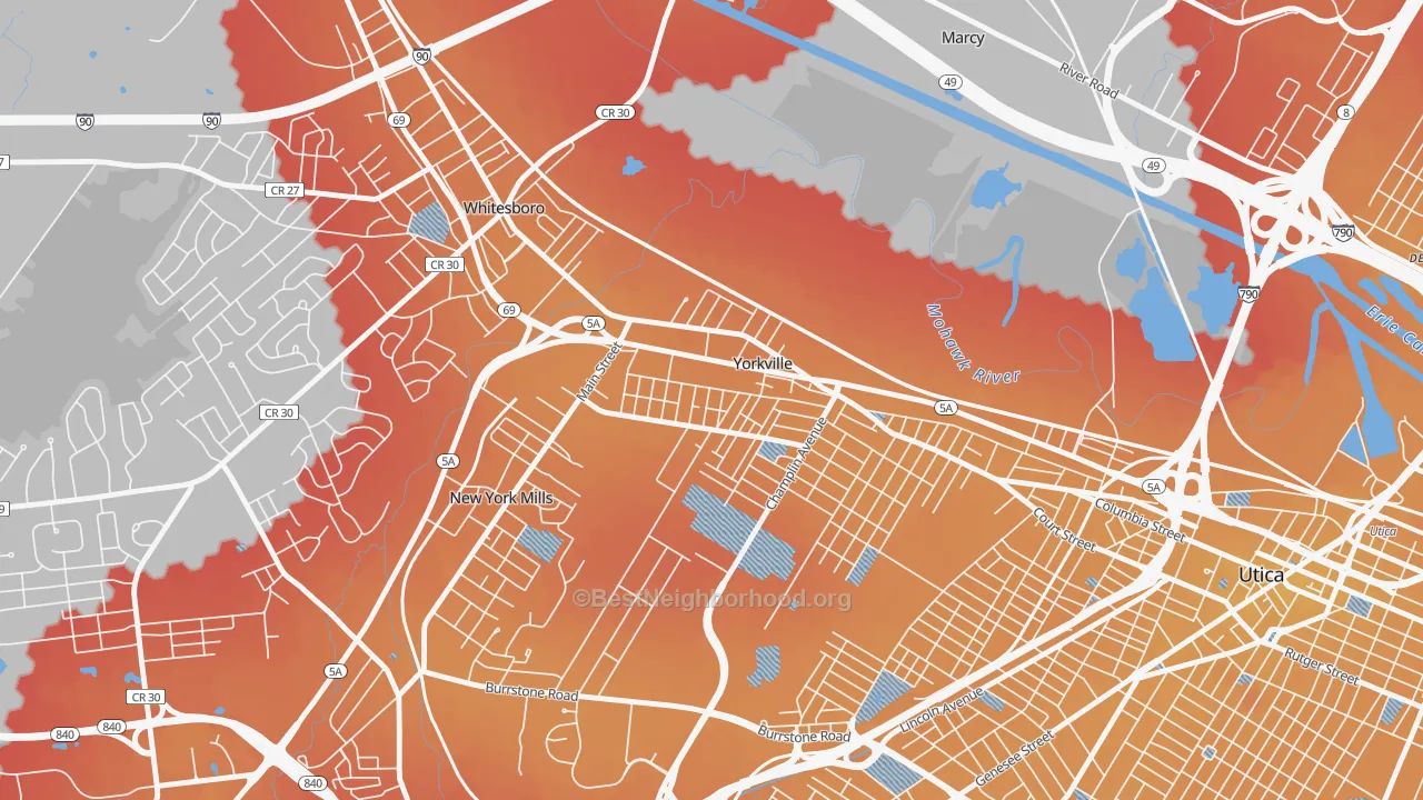 Transit Grade map of 13495, NY
