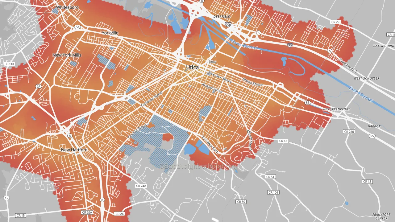 Transit Grade map of 13501, NY