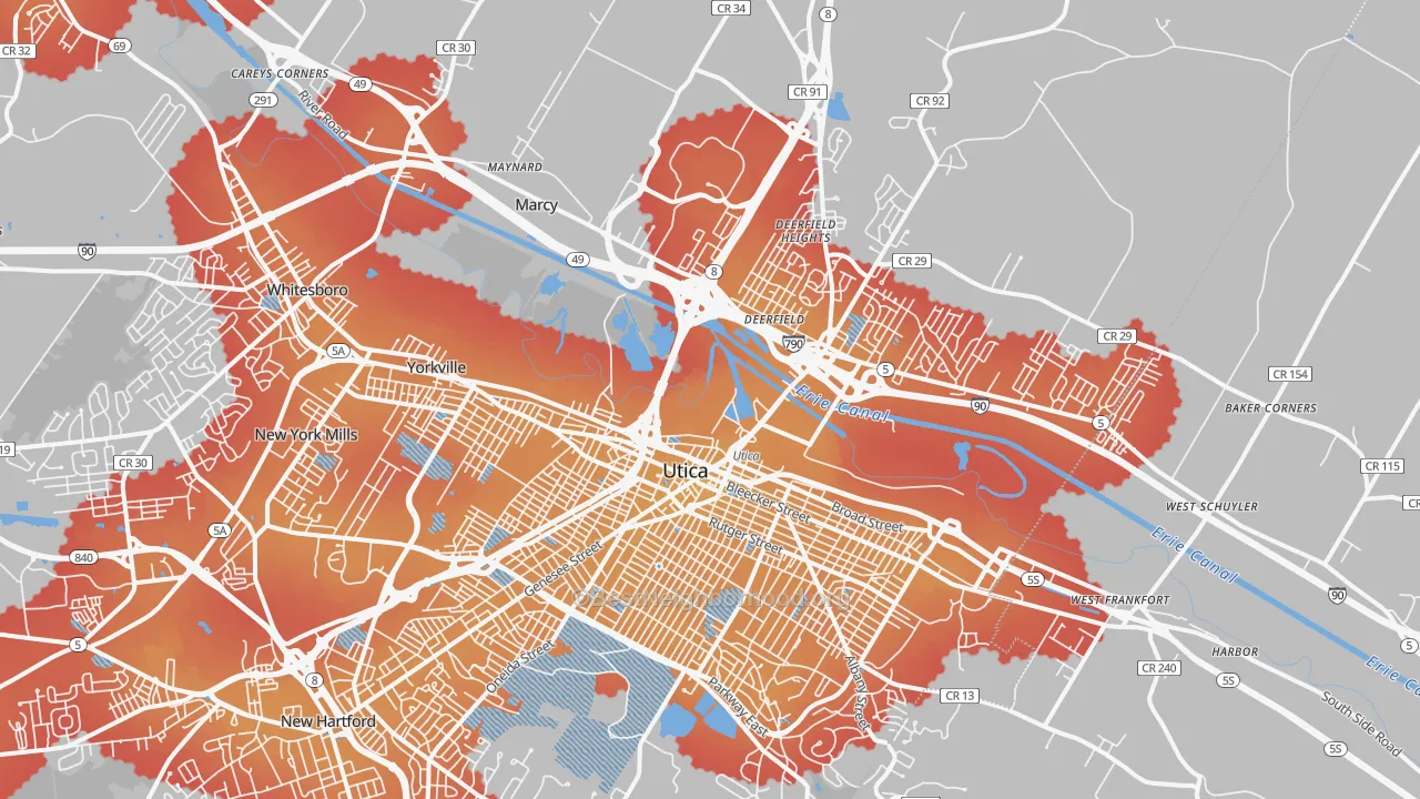 Transit Grade map of 13502, NY