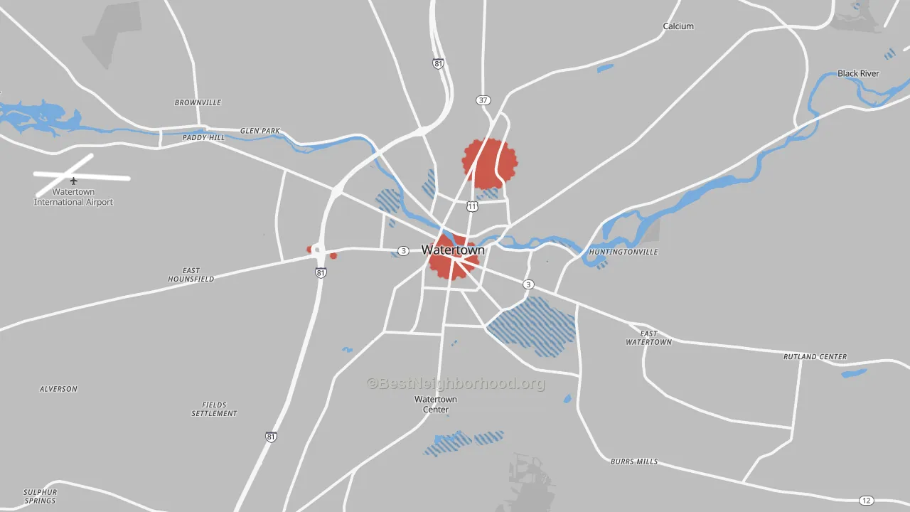 Transit Grade map of 13601, NY
