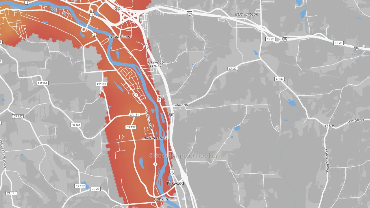 Transit Grade map of 13795, NY