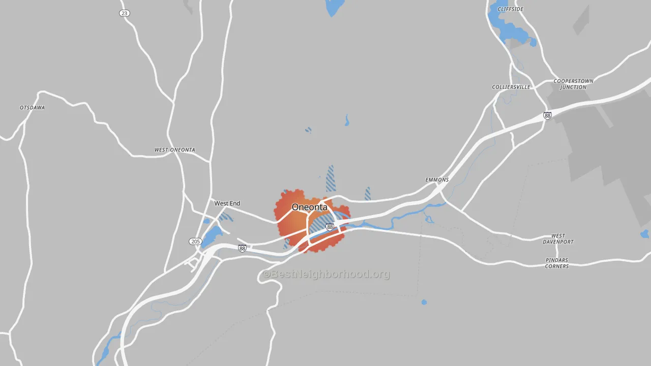Transit Grade map of 13820, NY