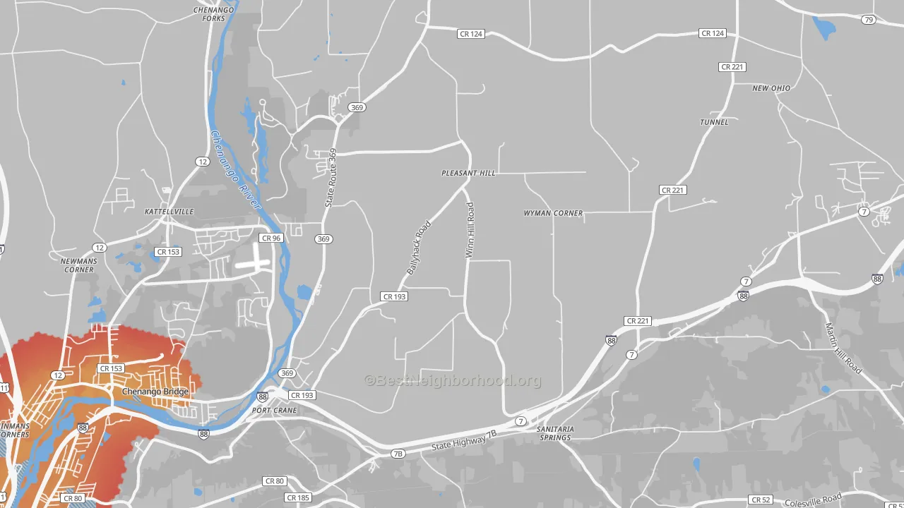 Transit Grade map of 13833, NY