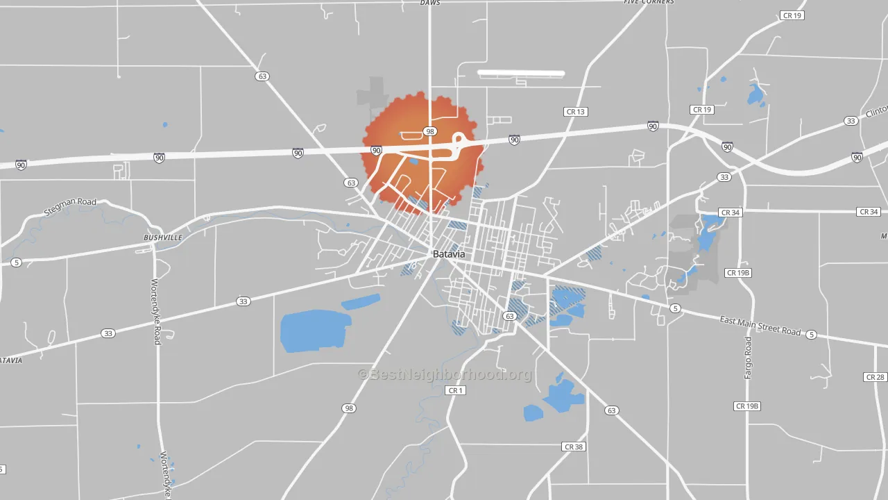 Transit Grade map of 14020, NY