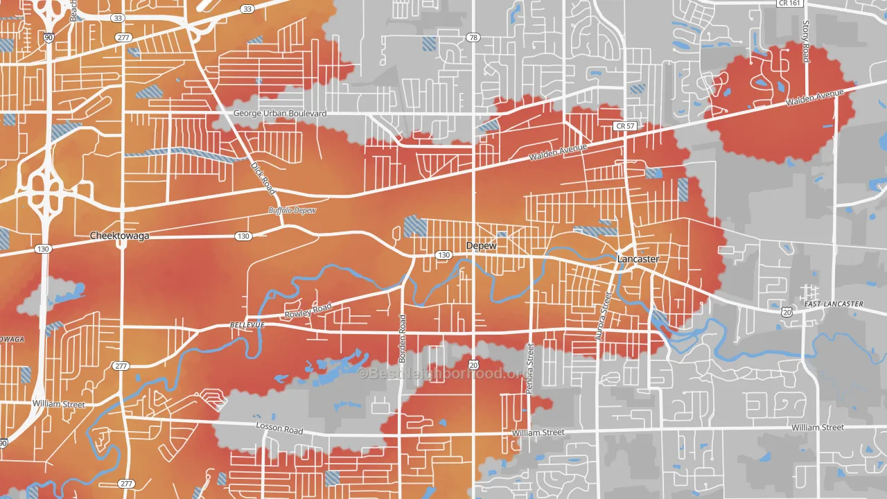 Transit Grade map of 14043, NY