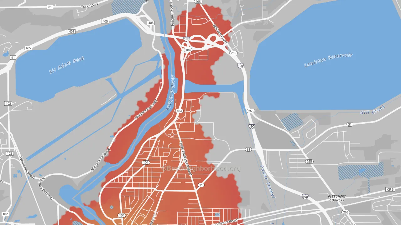 Transit Grade map of 14109, NY