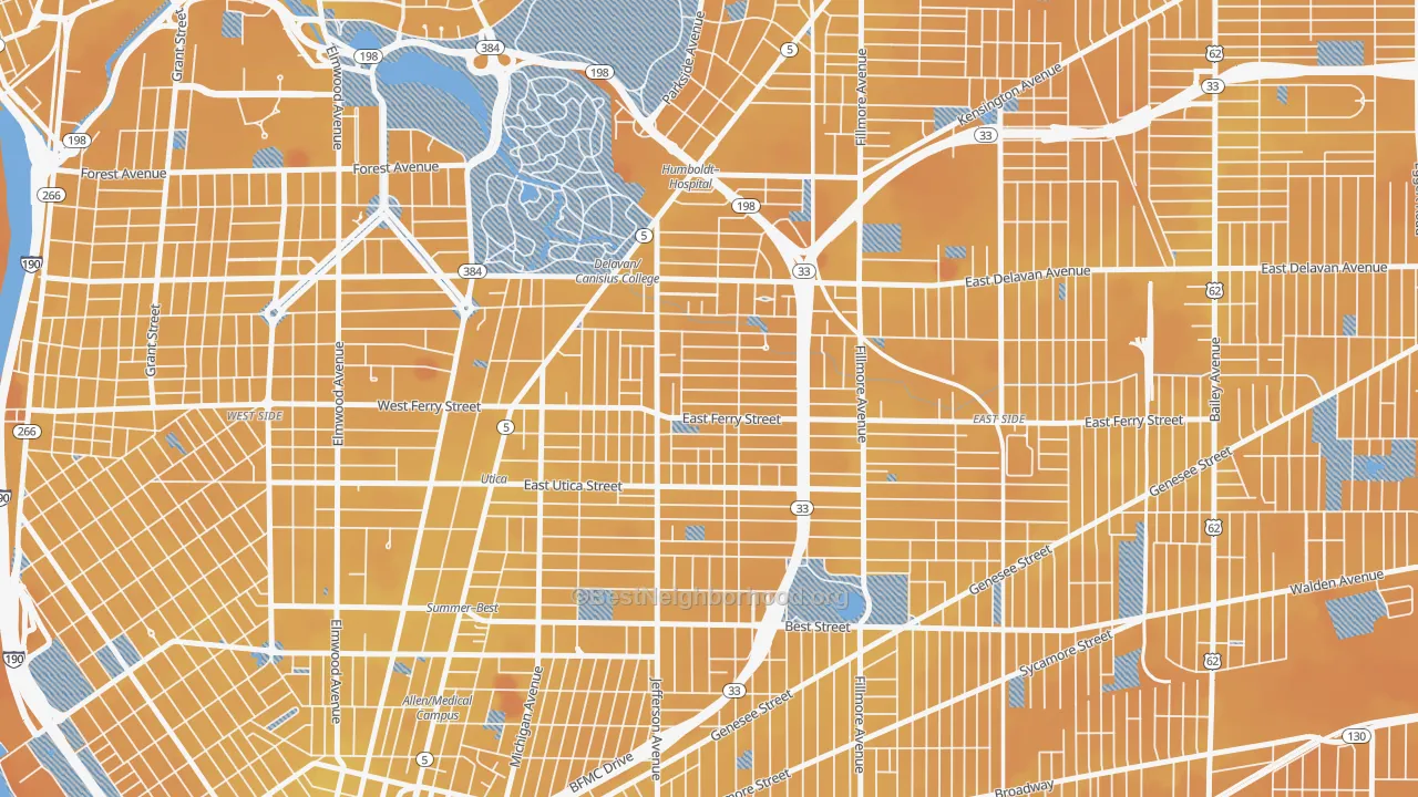 Transit Grade map of 14208, NY