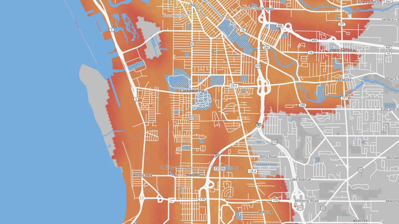 Transit Grade map of 14218, NY