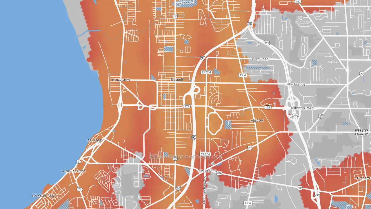 Transit Grade map of 14219, NY