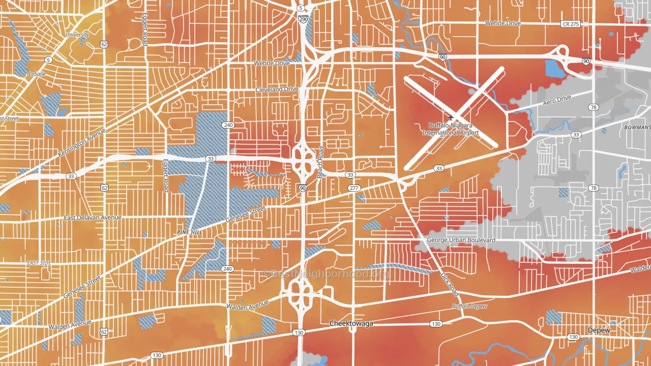 Transit Grade map of 14225, NY