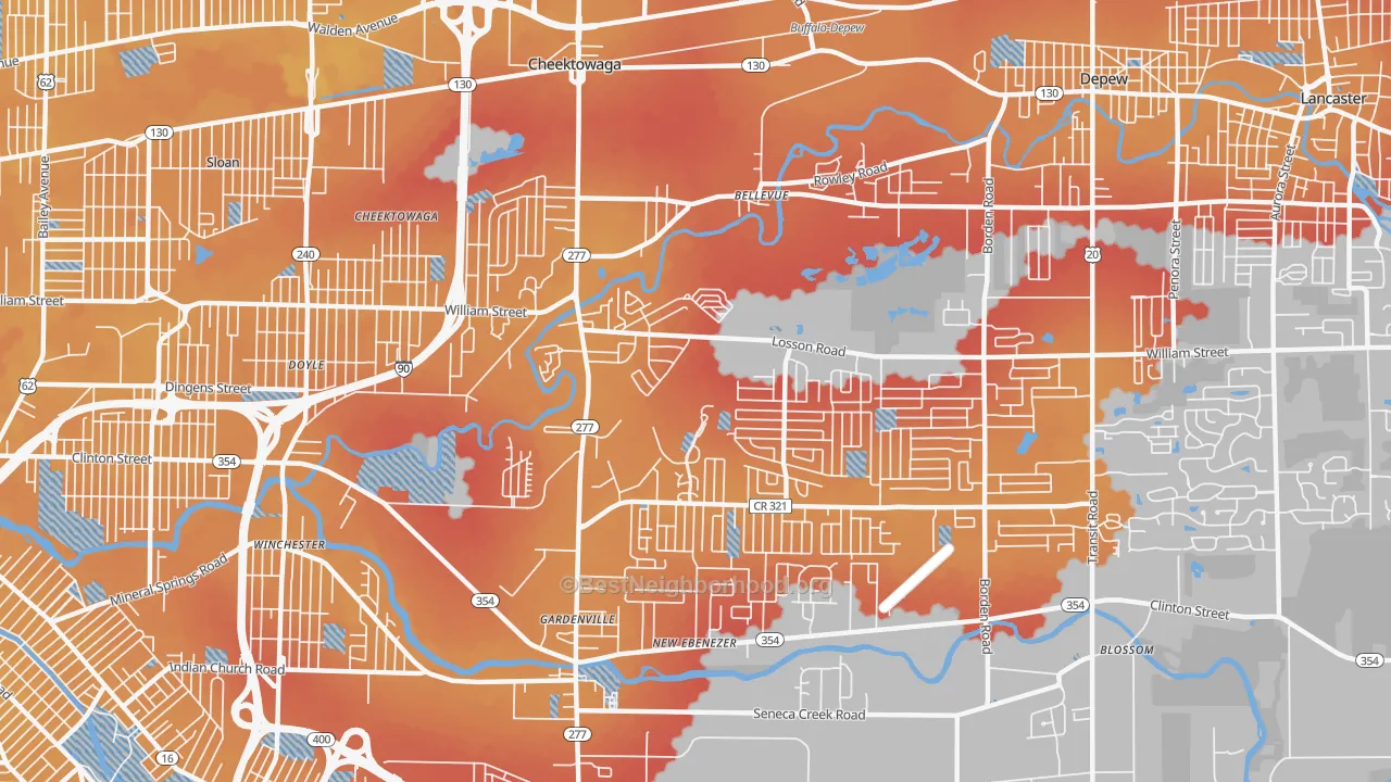Transit Grade map of 14227, NY