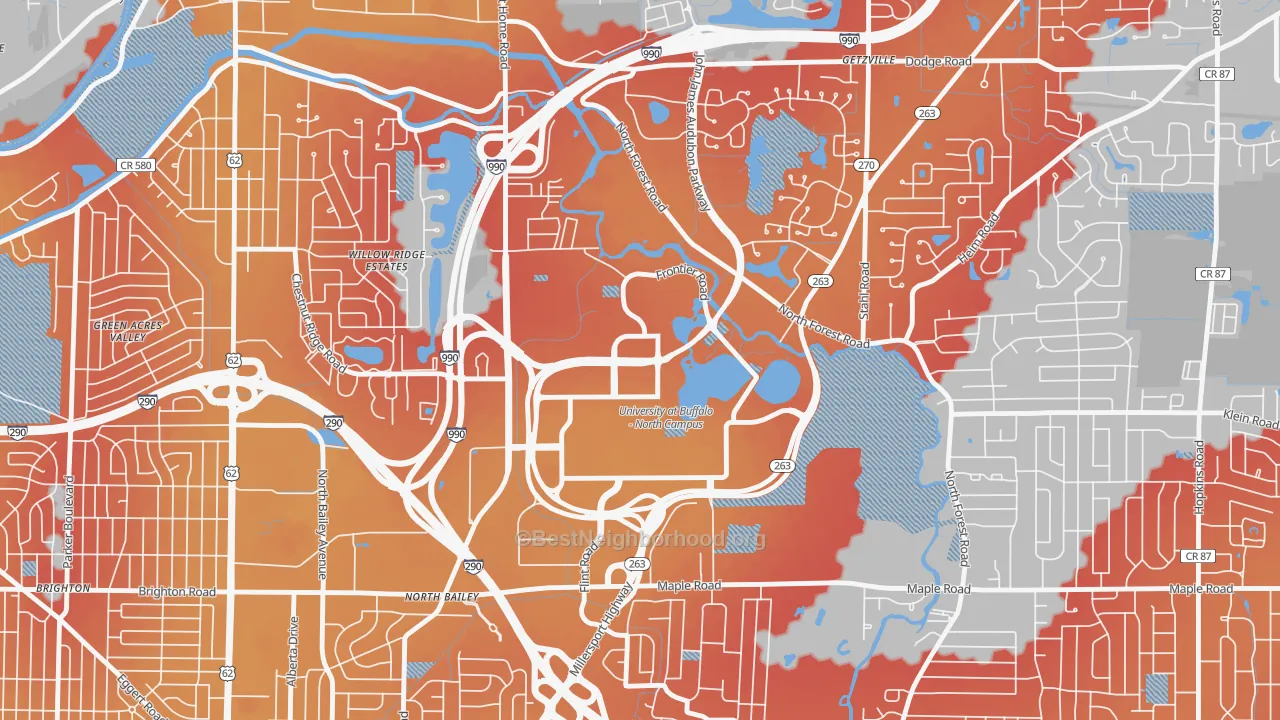 Transit Grade map of 14261, NY