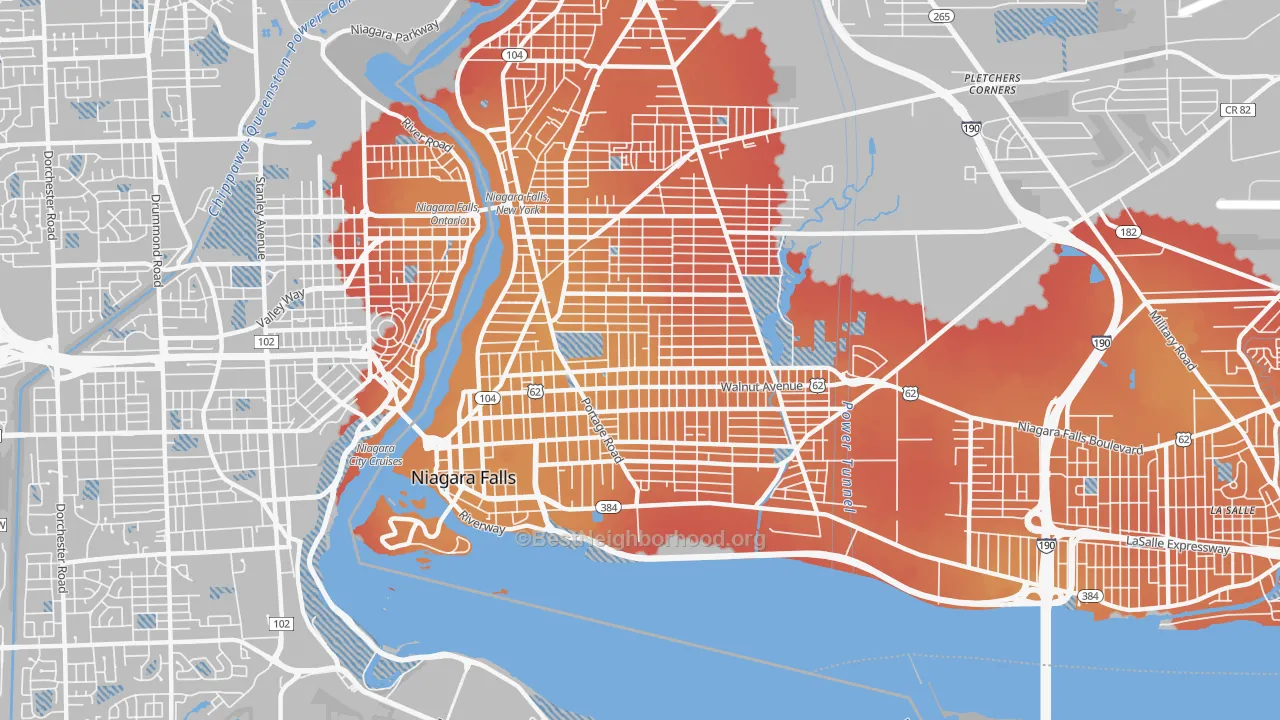 Transit Grade map of 14301, NY