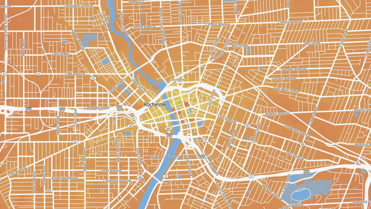 Transit Grade map of 14604, NY