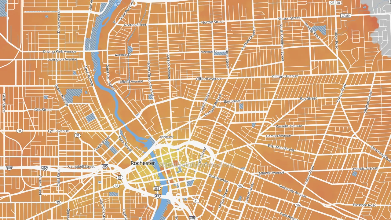 Transit Grade map of 14605, NY