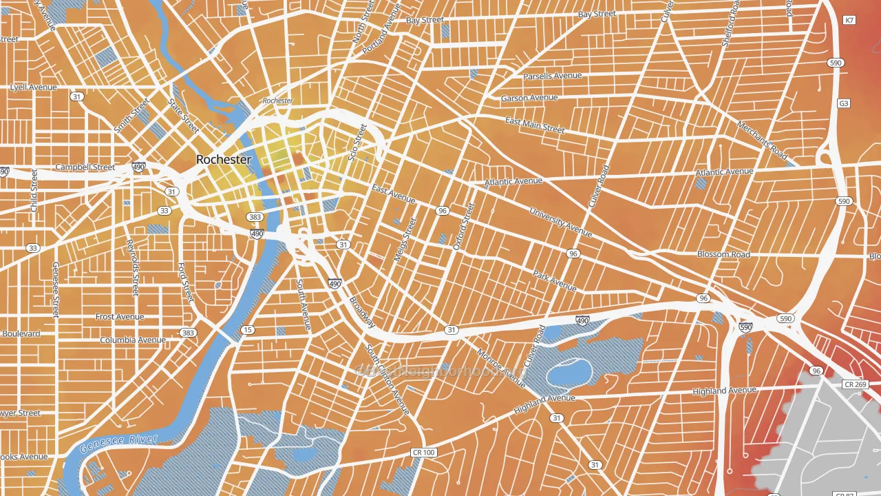 Transit Grade map of 14607, NY