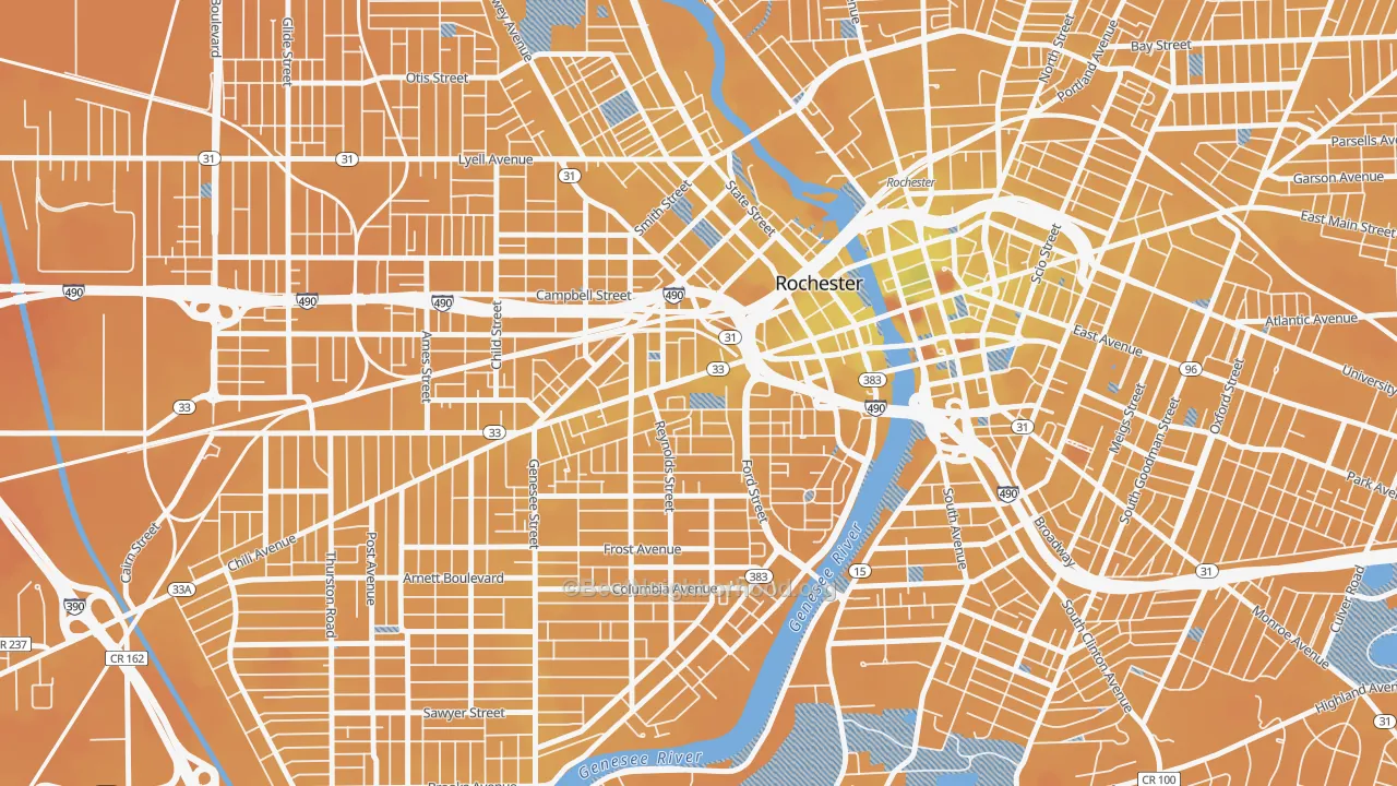 Transit Grade map of 14608, NY
