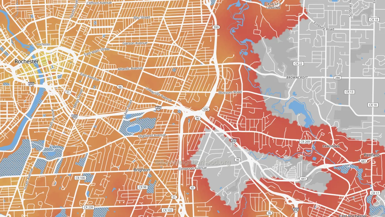 Transit Grade map of 14610, NY