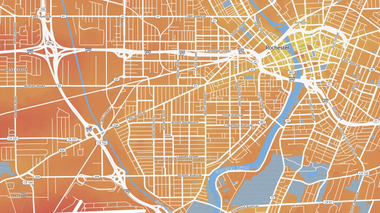Transit Grade map of 14611, NY