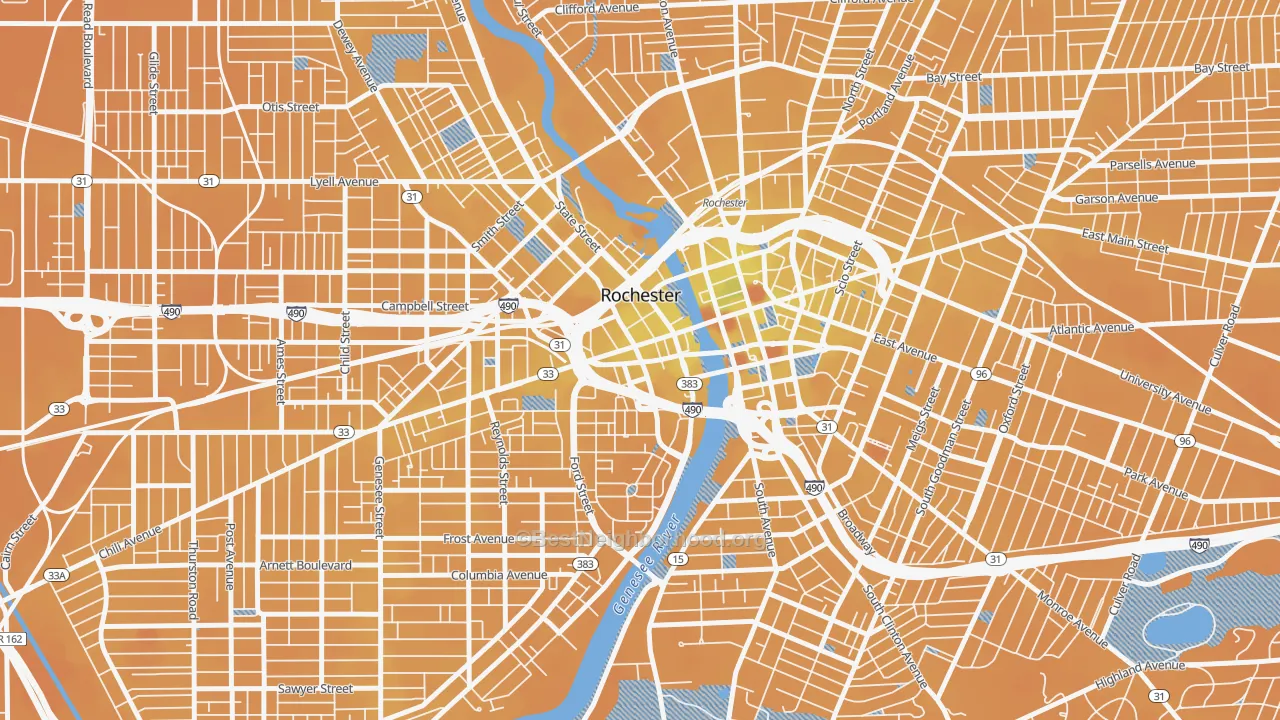 Transit Grade map of 14614, NY