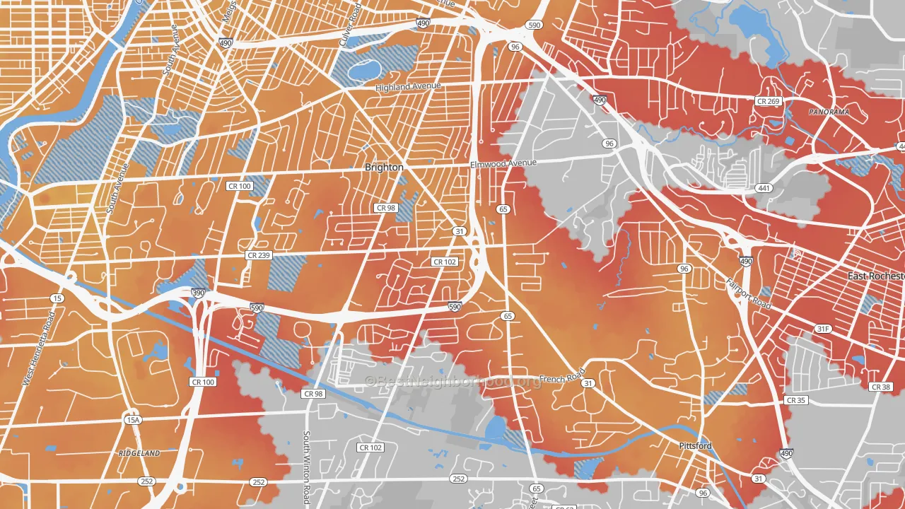 Transit Grade map of 14618, NY