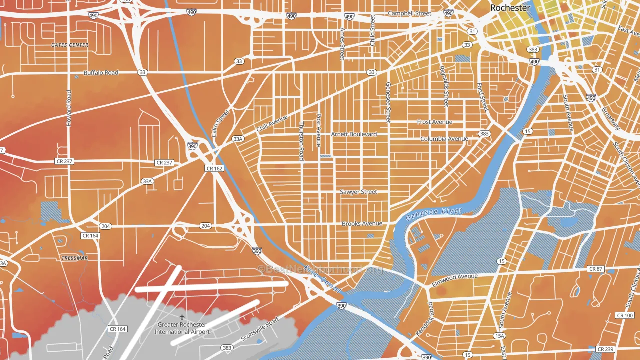 Transit Grade map of 14619, NY